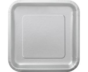 Opakowanie Talerzyki papierowe srebrne 23cm kwadratowe 14szt