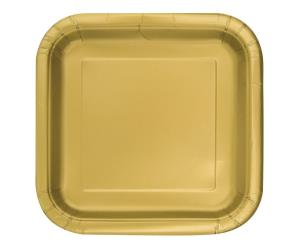 Opakowanie Talerzyki papierowe złote kwadratowe 18cm 16szt