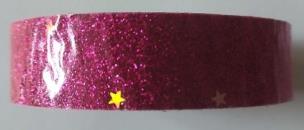 Opakowanie Taśma brokatowa z gwiazdkami różowa 18mmx2m