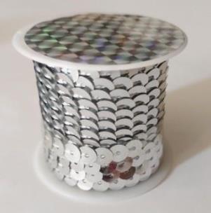 Opakowanie Taśma cekinowa metallic srebrny 6mm 4mb