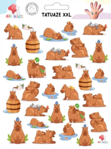 Tatuaże zmywalne dla dzieci Kapibary XXL. Wydawca: All4Kids. Multiszop.pl Opakowanie Tatuaże zmywalne dla dzieci Kapibary XXL