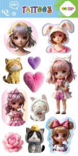 Opakowanie Tatuaże zmywalne KAWAII GIRLS 100x200mm Happy Color