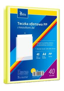Teczka ofertowa A4 PP + 40 koszulek żółta. Wydawca: TETIS. Multiszop.pl Opakowanie Teczka ofertowa A4 PP + 40 koszulek żółta