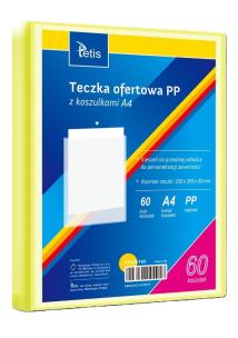 Teczka ofertowa A4 PP + 60 koszulek żółta. Wydawca: TETIS. Multiszop.pl Opakowanie Teczka ofertowa A4 PP + 60 koszulek żółta