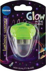 Opakowanie Temperówka plastikowa z dwoma ostrzami i pojemnikiem świecąca w ciemności