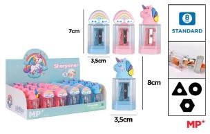 Opakowanie Temperówka z pojemnikiem - jednorożec/tęcza (24sz)