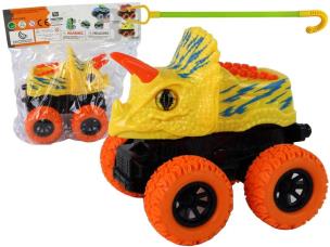 Terenówka pchacz Triceratops żółty. Wydawca: Leantoys. Multiszop.pl Opakowanie Terenówka pchacz Triceratops żółty