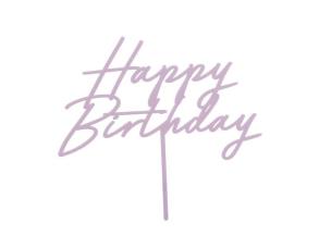 Opakowanie Topper na tort Happy Birthday fioletowy 16,5cm