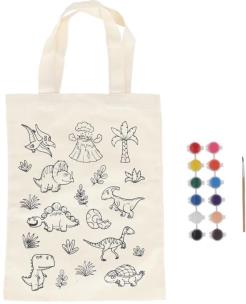 Opakowanie Torba płócienna do kolorowania z farbkami - Dino