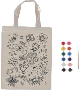 Opakowanie Torba płócienna do kolorowania z farbkami - Kwiaty