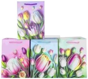 Torba prezentowa Tulipany MIX. Wydawca: Merkpol. Multiszop.pl Opakowanie Torba prezentowa Tulipany MIX