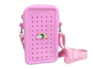 Opakowanie Torebka crossbody silikon różowa + przypinka