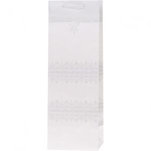 Opakowanie Torebka Lux 12x36x10cm brokat biała ROZETTE 1 szt