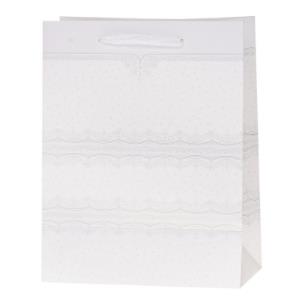 Opakowanie Torebka Lux 14,5x15x6,5cm brokat biała ROZETTE