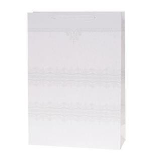 Opakowanie Torebka Lux 18x23x10cm brokat biała ROZETTE