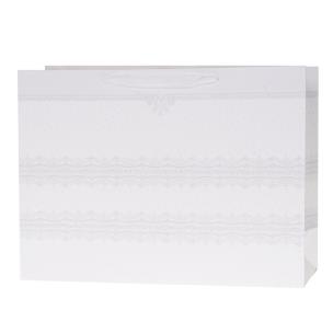 Opakowanie Torebka Lux 55x40x20cm brokat biała ROZETTE 1 szt