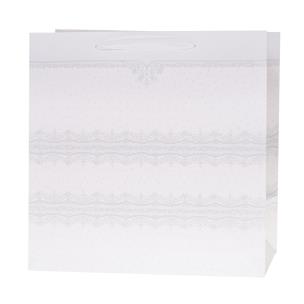 Opakowanie Torebka Lux z brokatem biała kwadrat 37x37x20