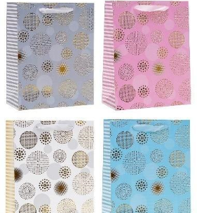 Opakowanie Torebka ozdobna 26x32x10cm hot-stamp mix ROZETTE