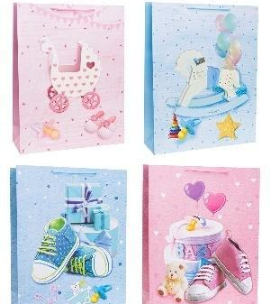 Opakowanie Torebka ozdobna 43x55x15cm szerokie dno mix