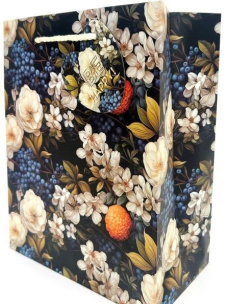 Opakowanie Torebka ozdobna matowa 18x23x10cm Białe Kwiaty