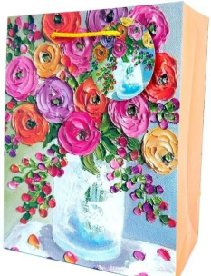 Opakowanie Torebka ozdobna matowa 18x23x10cm Kwiaty