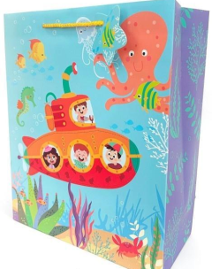 Opakowanie Torebka ozdobna matowa 26x32x12cm Łódź podwodna