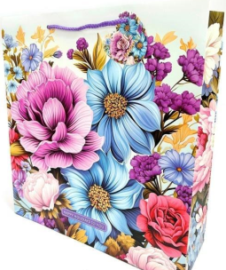 Opakowanie Torebka ozdobna matowa 35x37x12cm Kwiaty