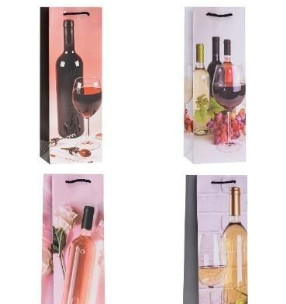 Opakowanie Torebka ozdobna na butelkę 12x36x9cm mix ROZETTE