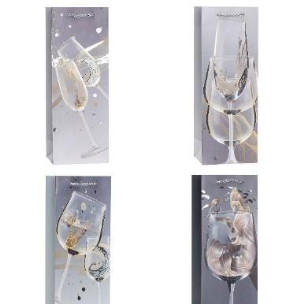 Opakowanie Torebka ozdobna na butelkę 12x36x9cm mix ROZETTE