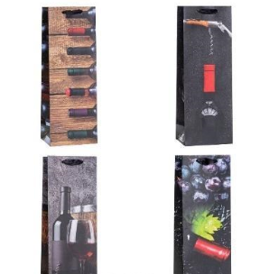 Opakowanie Torebka ozdobna na butelkę 12x36x9cm mix ROZETTE