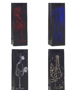 Opakowanie Torebka ozdobna na butelkę 12x36x9cm mix ROZETTE