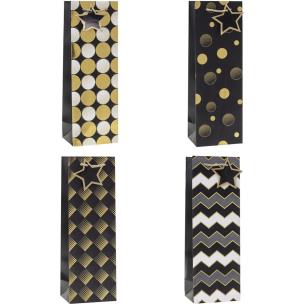 Opakowanie Torebka ozdobna na butelkę 12x36x9cm mix ROZETTE