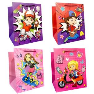 Opakowanie Torebka prezentowa dziecięca L szerokie dno mix