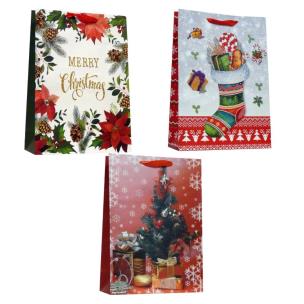 Opakowanie Torebka prezentowa L Boże Narodzenie brokat mix