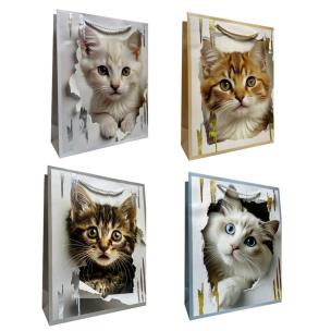 Opakowanie Torebka prezentowa L metalizowana Kotki mix