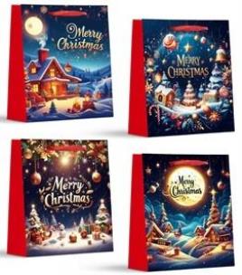 Opakowanie Torebka prezentowa S Boże Narodzenie brokat mix