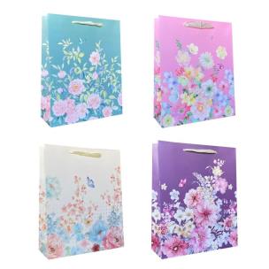 Opakowanie Torebka prezentowa uniwersalna L Kwiaty brokat mix