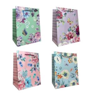 Opakowanie Torebka prezentowa uniwersalna M Kwiaty brokat mix