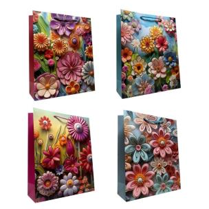 Opakowanie Torebka prezentowa uniwersalna S Kwiaty metal mix