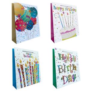 Opakowanie Torebka prezentowa urodzinowa L metaliza mix