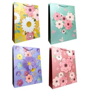 Torebka prezentowa XXL Kwiaty szerokie dno mix. Wydawca: JU-PITER. Multiszop.pl Opakowanie Torebka prezentowa XXL Kwiaty szerokie dno mix