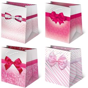 Opakowanie Torebki ozdobne T16-1 Kokardy różowe 10 sztuk