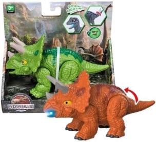 Triceratops ze światłem i dżwiękiem. Wydawca: Merkpol. Multiszop.pl Opakowanie Triceratops ze światłem i dżwiękiem