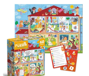 Wimmelpuzzle 60 Pets at home. Wydawca: Dodo. Multiszop.pl Opakowanie Wimmelpuzzle 60 Pets at home