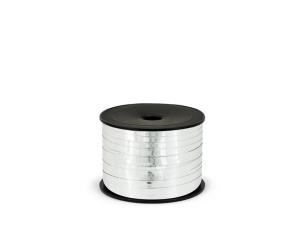 Opakowanie Wstążka plastikowa metalizowana srebrna 5mm/90m