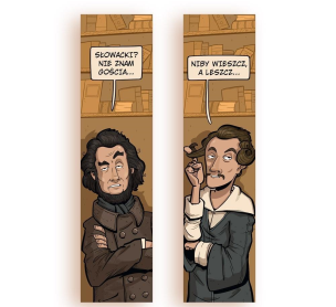 Zakładka kartonowa - Mickiewicz vs Słowacki. Wydawca: Molom. Multiszop.pl Opakowanie Zakładka kartonowa - Mickiewicz vs Słowacki