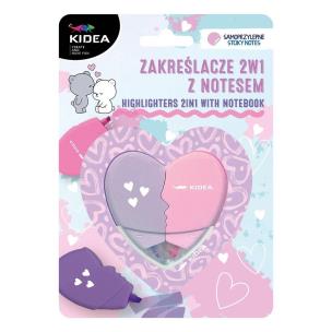 Opakowanie Zakreślacze Serce 2w1 z notesem KIDEA