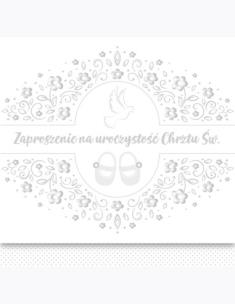 Opakowanie Zaproszenie kwadrat ZKW 120x120 Chrzest nr 56260 Dziecięce - Baby, Chłopiec, Dziewczynka, Religia, Srebrne, Tłoczenie