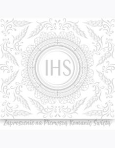 Opakowanie Zaproszenie kwadrat ZKW 120x120 Komunia zest. 57194 Dziecięce - Chłopiec, Dziewczynka, Grafika, Religia, Srebrne, Tłoczenie