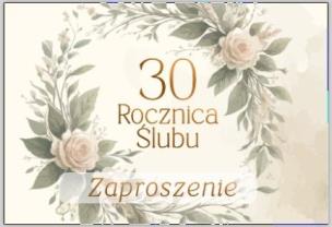 Opakowanie Zaproszenie Rocznica ślubu 30 (10szt)
